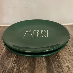 2 Green Rae Dunn Dinner Plates